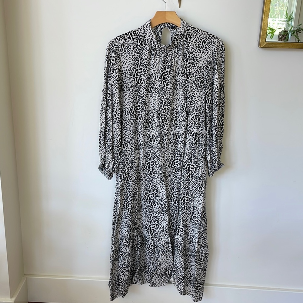 Zara snow leopard print midi dress